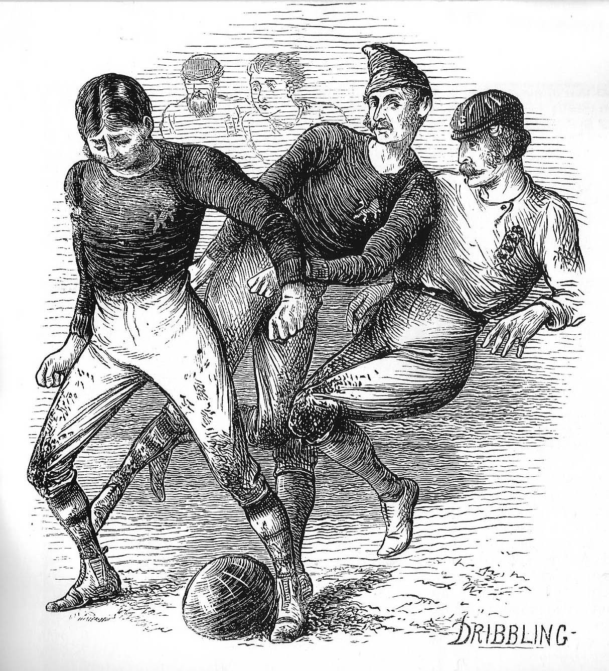1872년 첫 국가대항전을 다룬 윌리엄 랠스턴의 판화 'Dribbling'